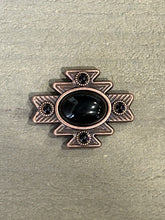 Load image into Gallery viewer, 1.5” Copper Aztec conchos with black stones
