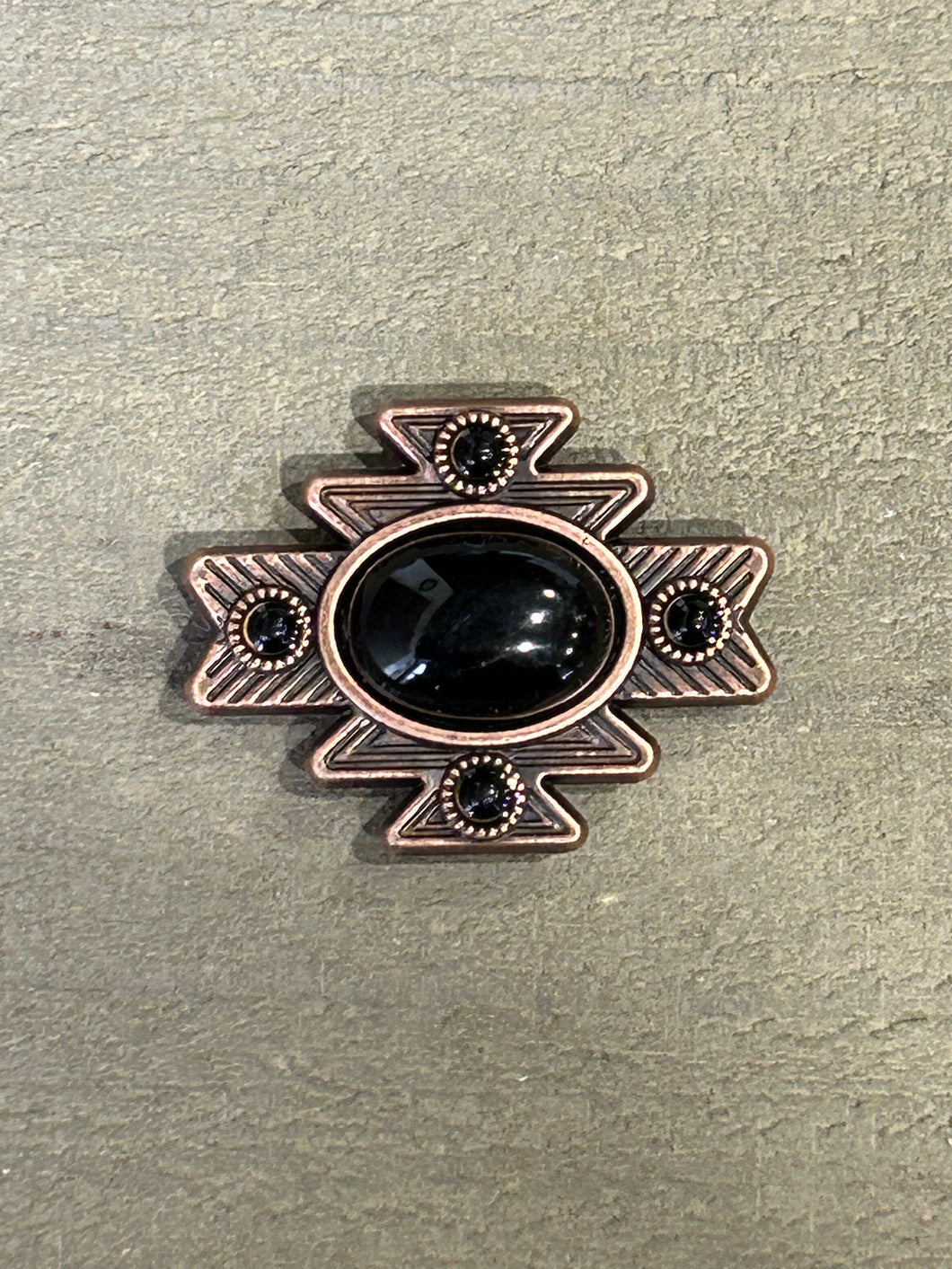 1.5” Copper Aztec conchos with black stones