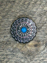 Load image into Gallery viewer, 1.5&quot; Two-Tone Victorian Style with Faux Turquoise Stone Concho
