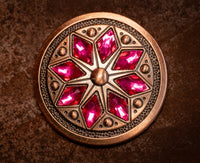 1.5” Copper Cactus flower concho with fuchsia stones