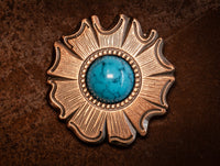 1.5" Antique Copper Concho with Turquoise Stone