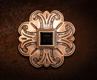 1.5" Copper Floral with Black Stone Concho