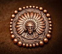 1.5" Copper Native Headdress Concho