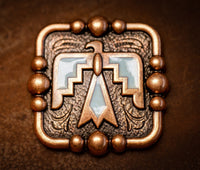 1.5” Copper Thunderbird Concho with turquoise color enamel
