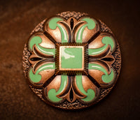 1.5" Copper Concho with Light Green Enamel