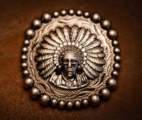 1.5" Antique Nickel Native Headdress Concho