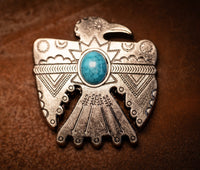 1.5” Antique Nickel Thunderbird Turquoise Concho
