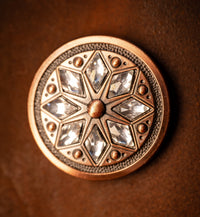 1.5" Copper Cactus Flower Concho with Clear Stones