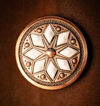 1.5" Copper Cactus Flower Concho with White Stones