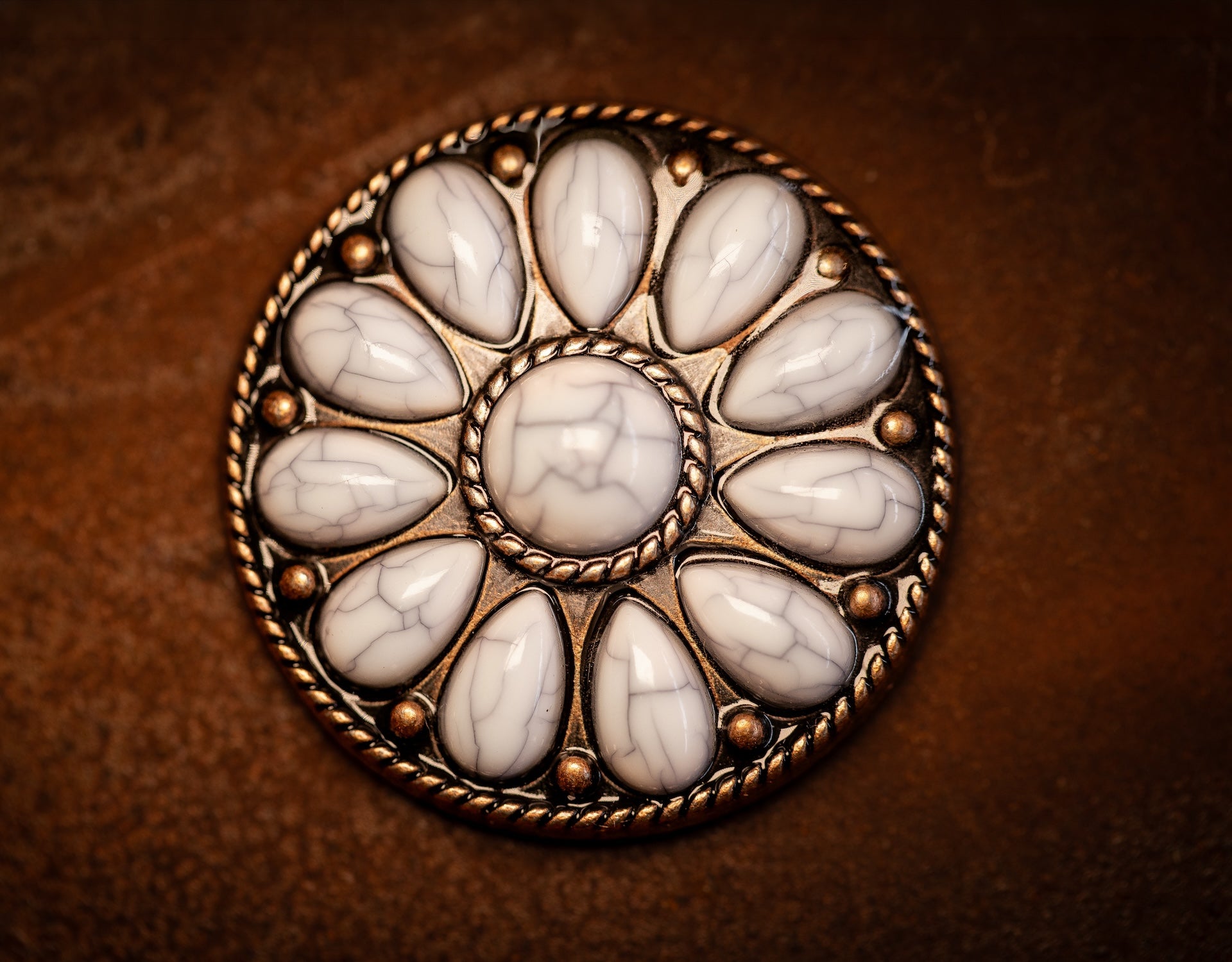 1.5” Desert Bloom Concho with White Stones