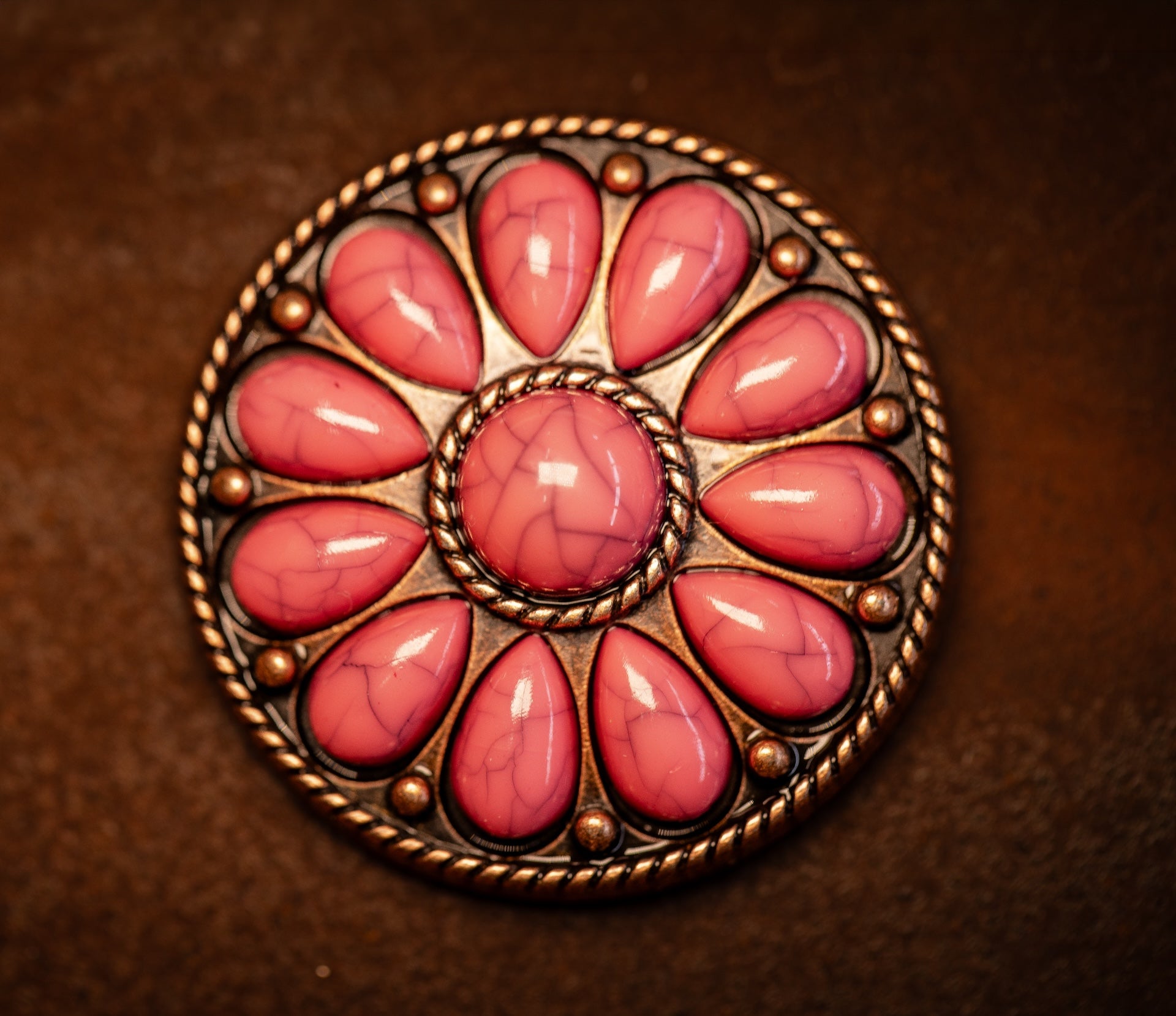 1.5” Desert Bloom Concho with Pink Stones