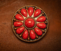 1.5” Desert Bloom Concho with Red Stones