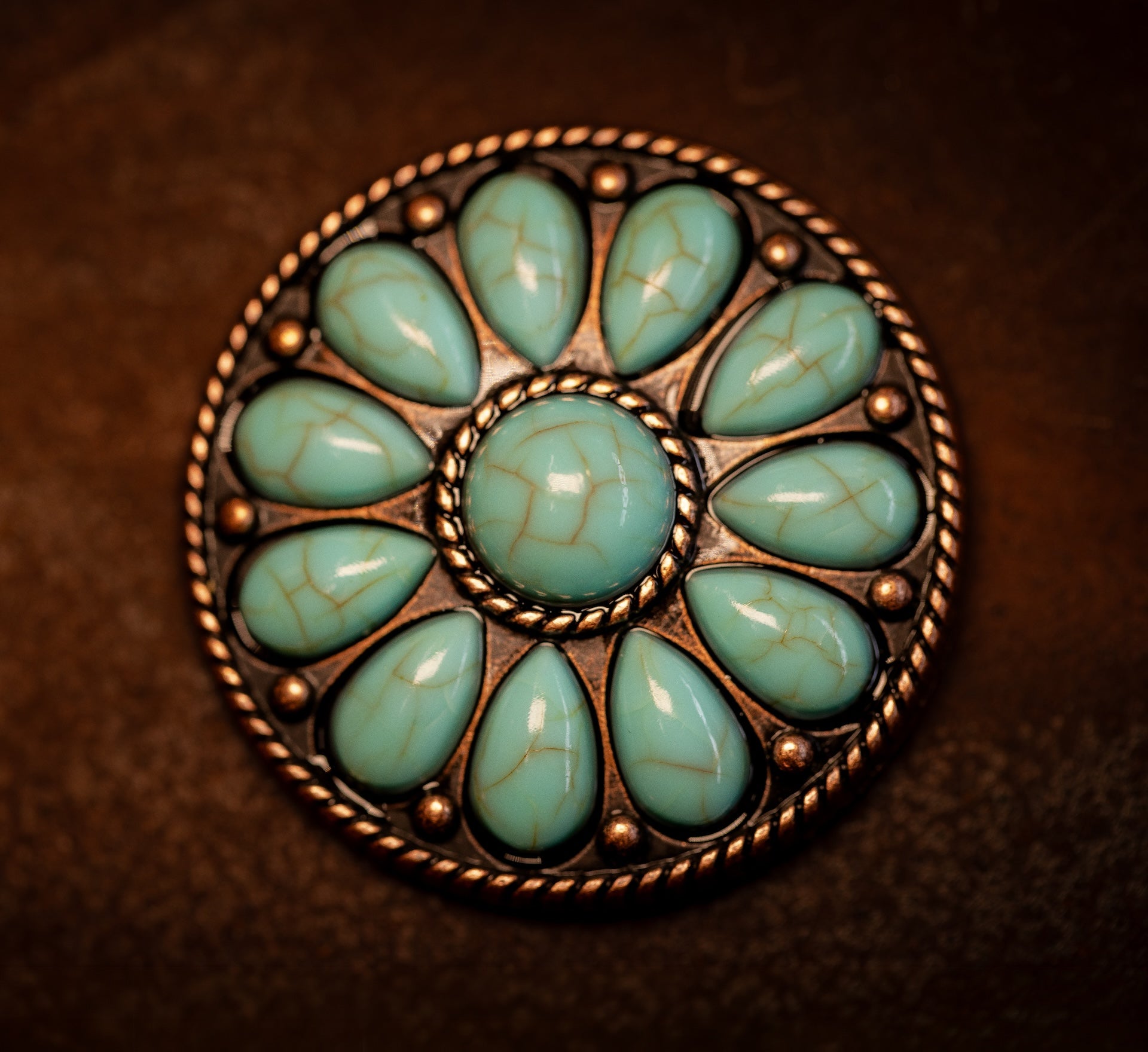1.5” Desert Bloom Concho with blue marbled stones