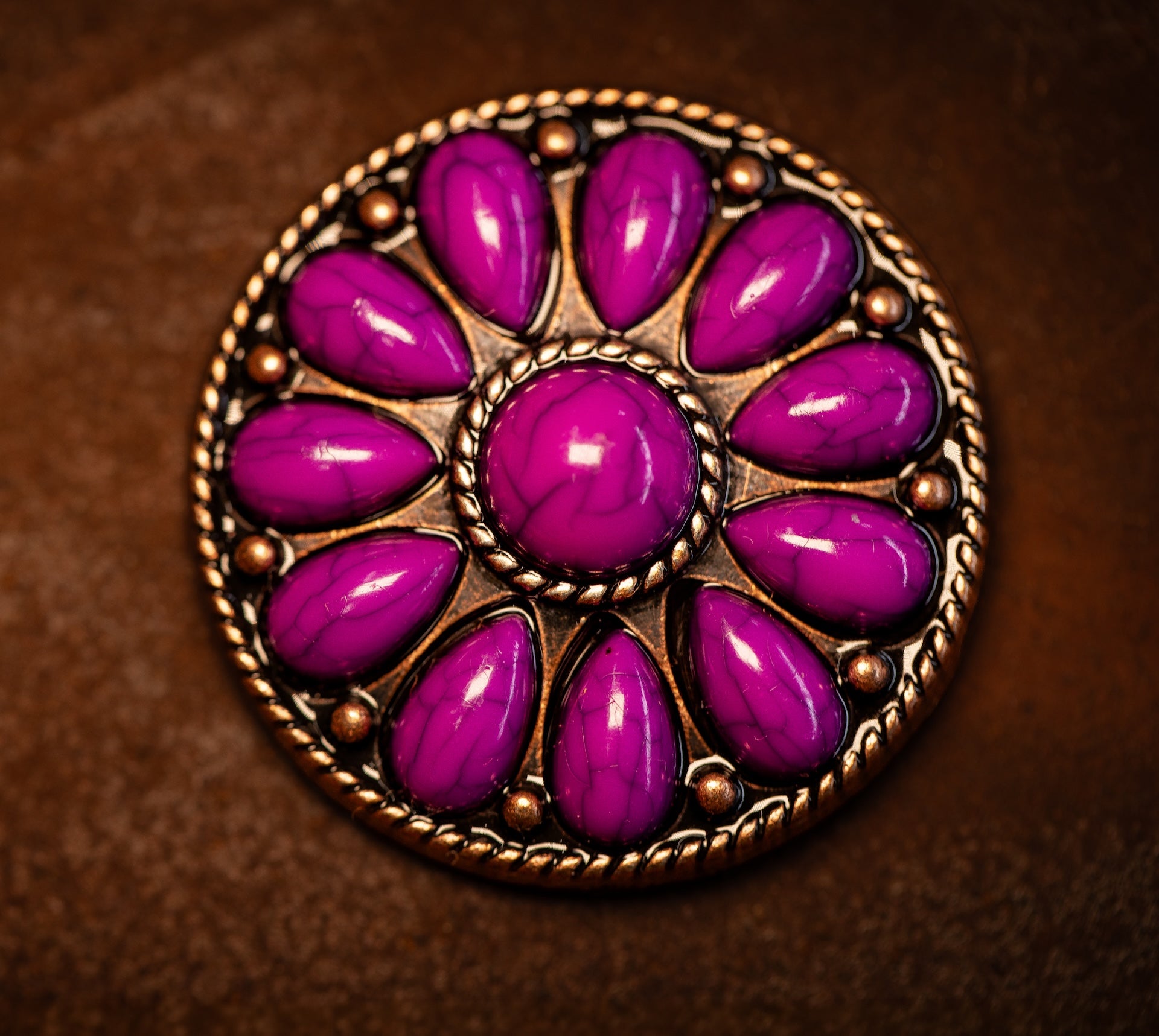 1.5” Desert Bloom Concho with Purple Stones