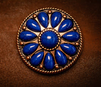 1.5” Desert Bloom Concho with Royal Blue Stones