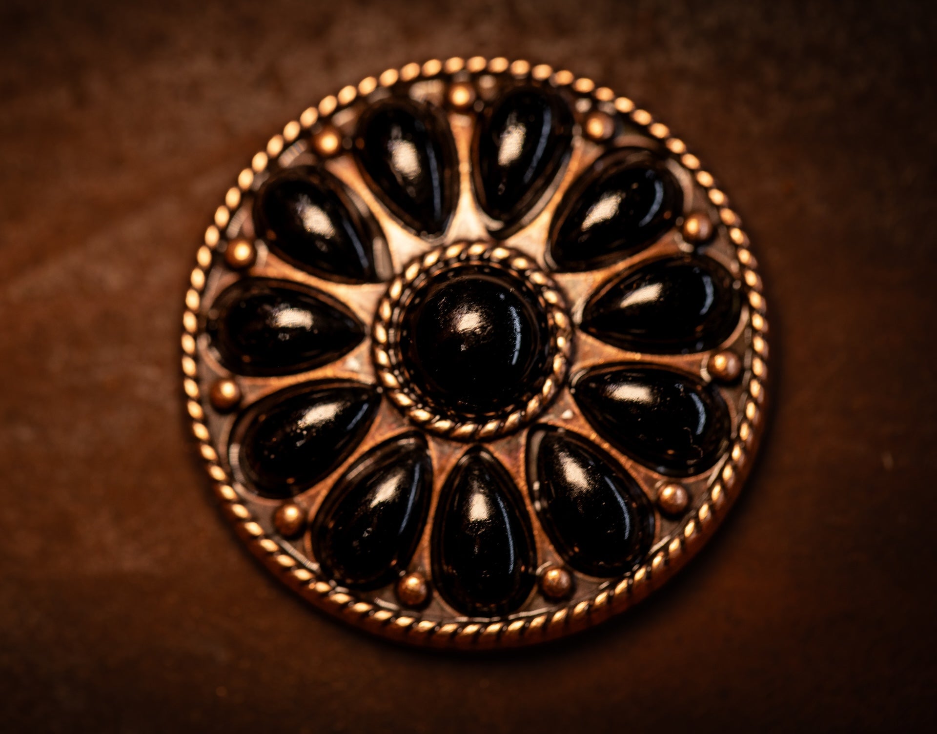 1.5” Desert Bloom Concho with Black Stones