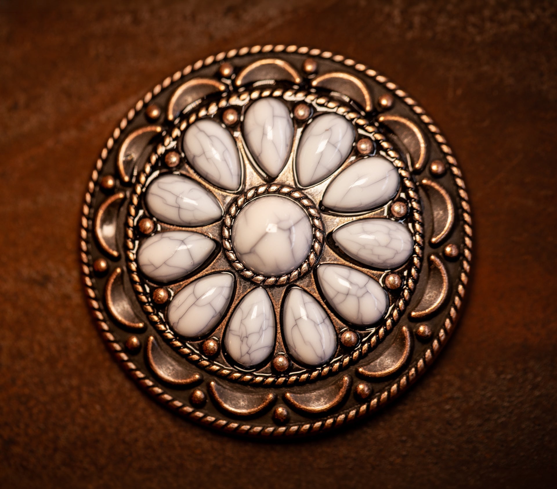 3” Desert Bloom Concho with White Stones