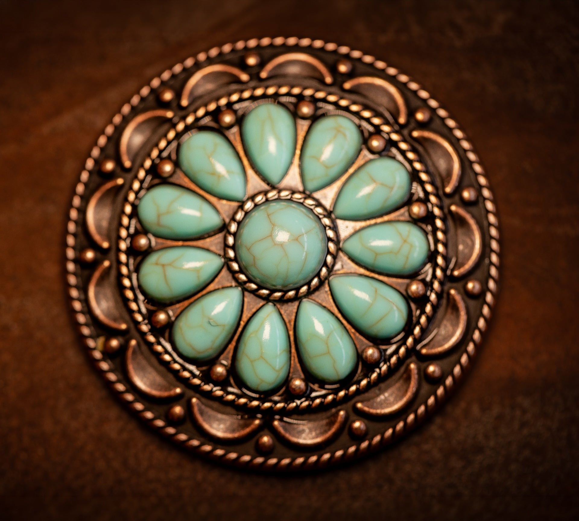 2” Desert Bloom Concho with blue marbled Stones