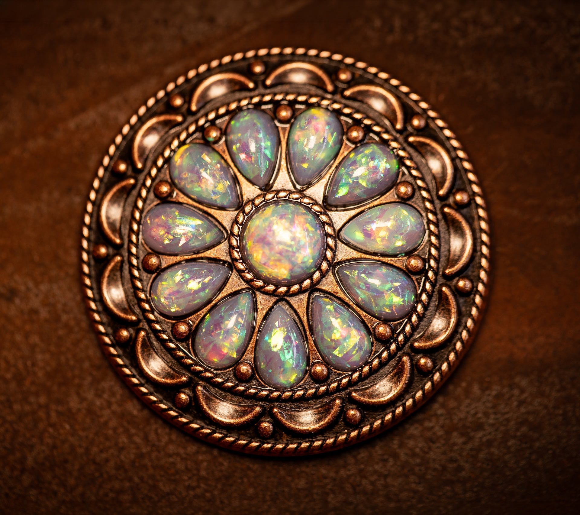 2” Desert Bloom Concho with Opal Color Stones