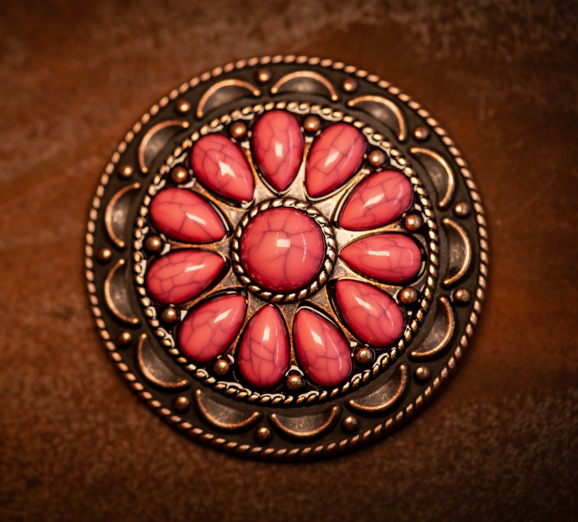 2” Desert Bloom Concho with Pink Stones