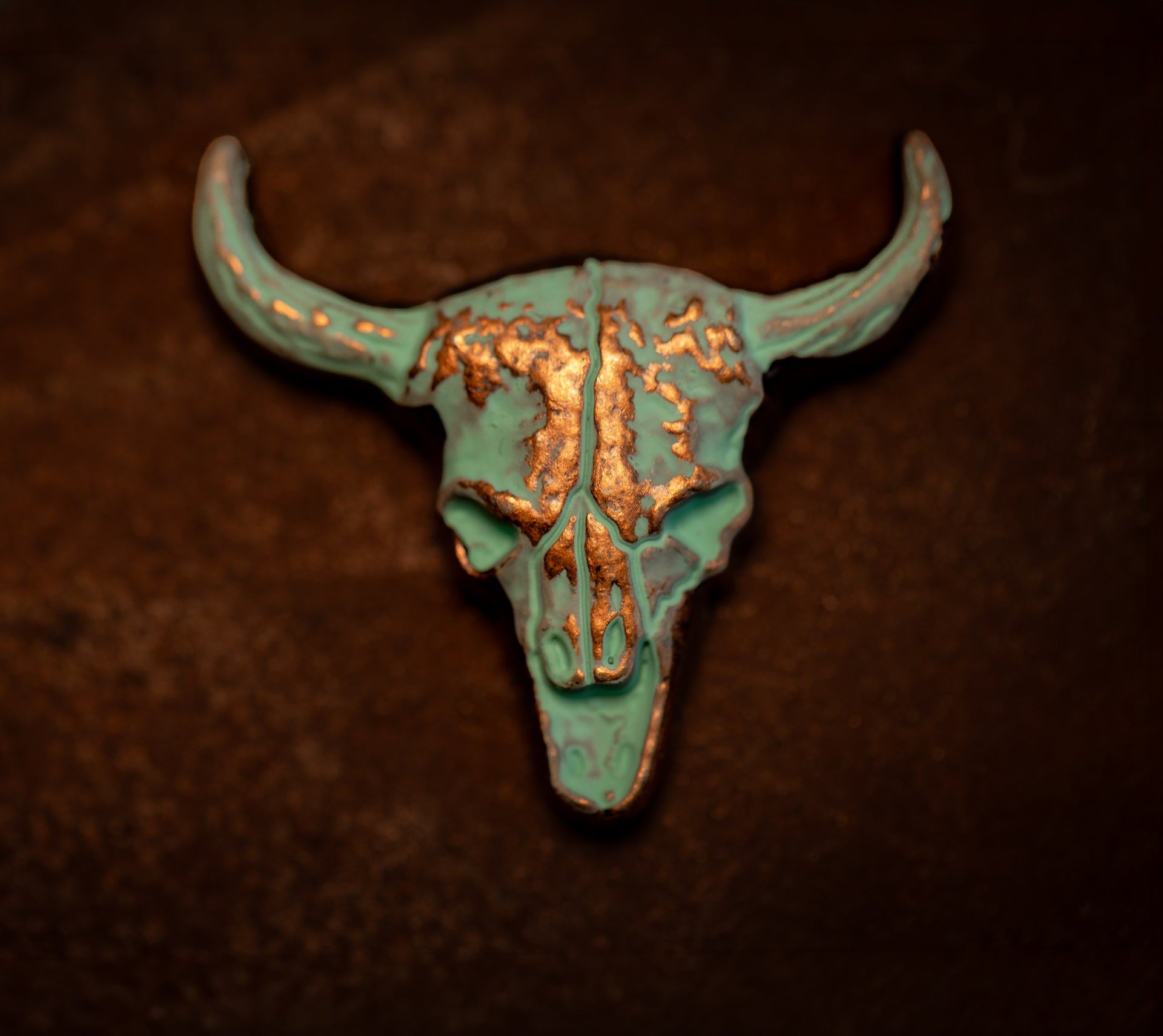 1.25” Copper Patina Cow Skull Concho