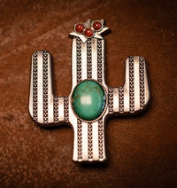 1.5" Silver Cactus Concho with Turquoise Stone