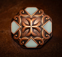 1.5" Copper Concho with turquoise enamel paint