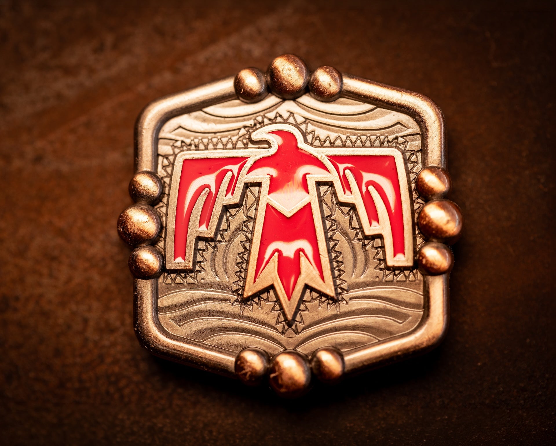 1.5” Copper Southwest Red Thunderbird concho