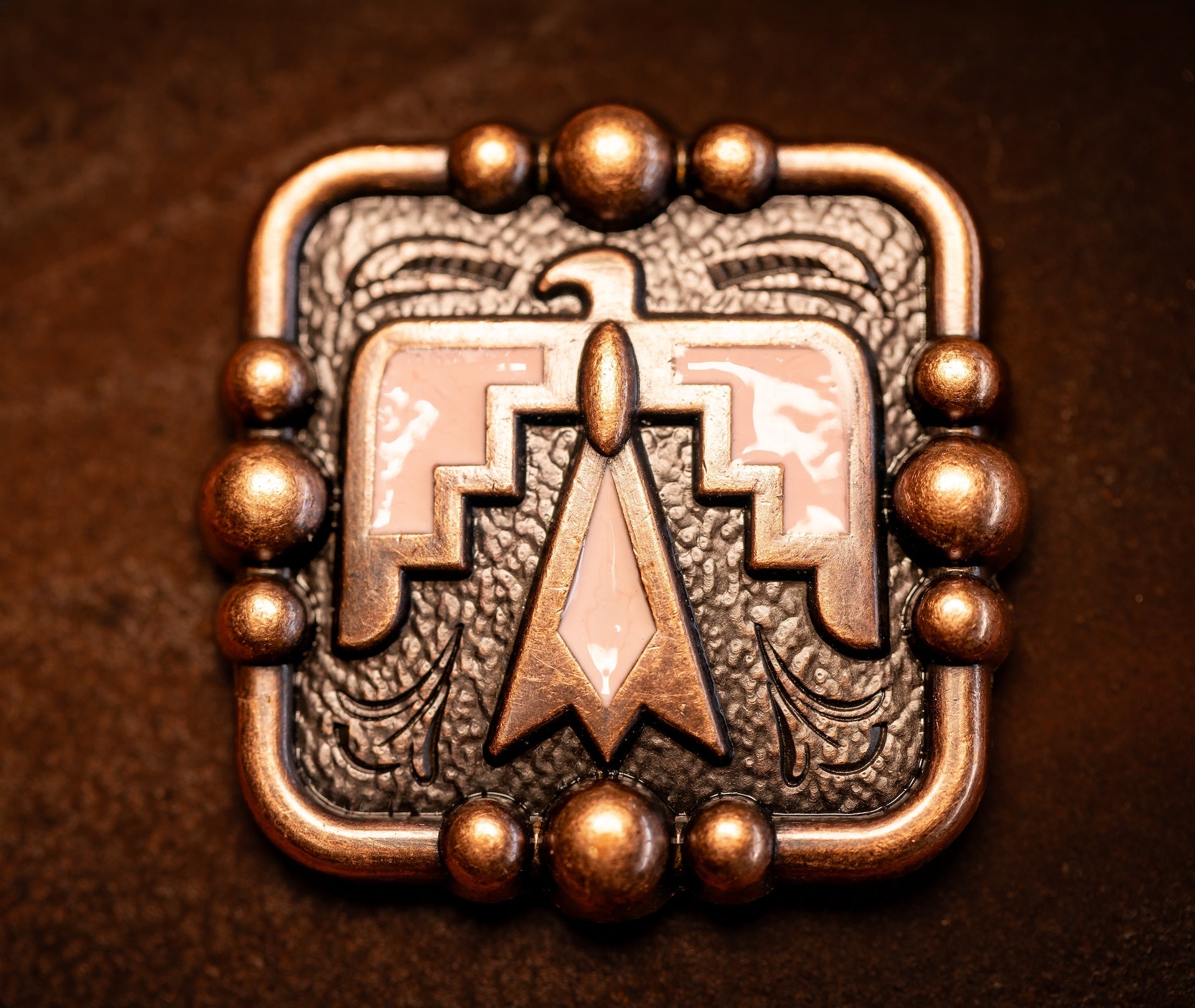 1.5” Desert Thunderbird Concho with pink color enamel