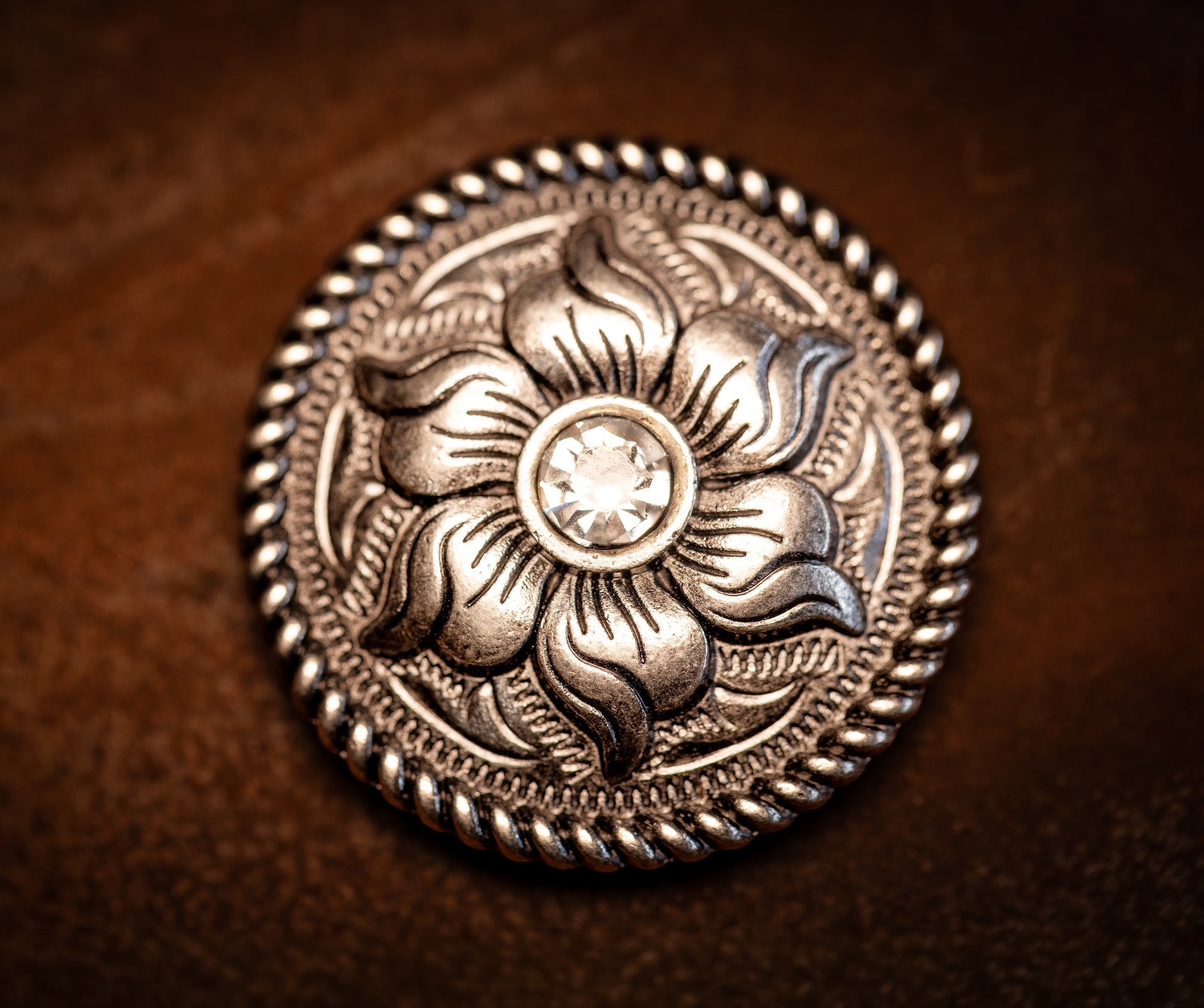 1.5" Ranch Rose Concho with Crystal Stone