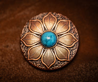 1.5" Copper Flower Concho with turquoise stone