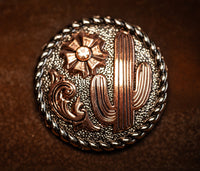 1.5” Copper Cactus Concho with clear crystal color stone