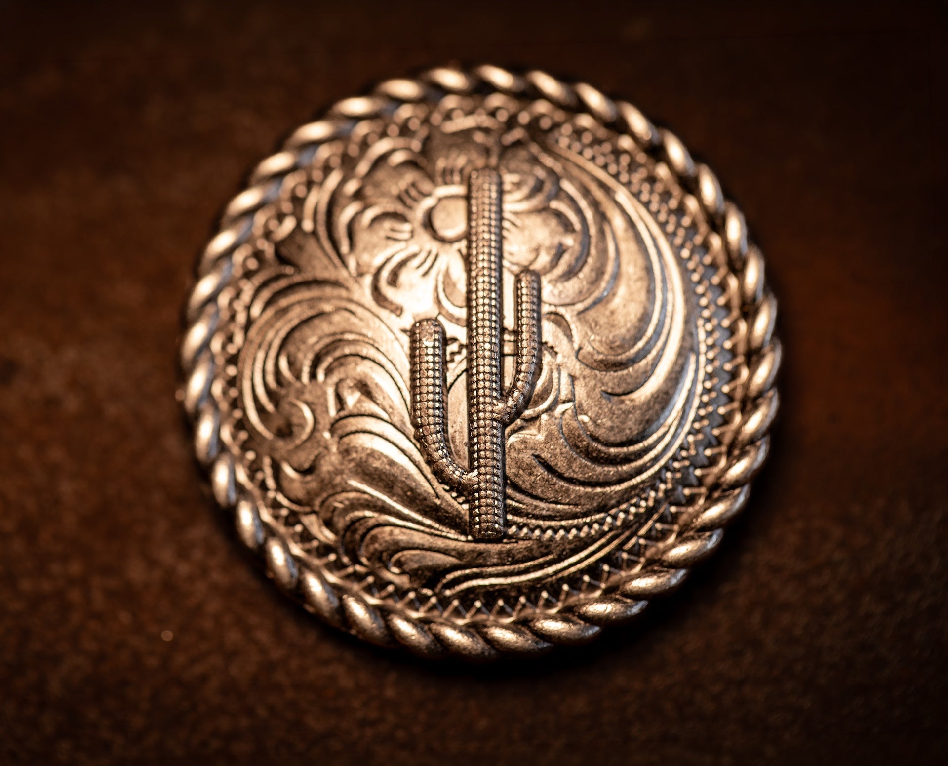 1.5" Antique Nickel Cactus Concho