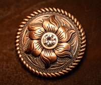 1.5" Copper Floral Concho with Crystal Stone