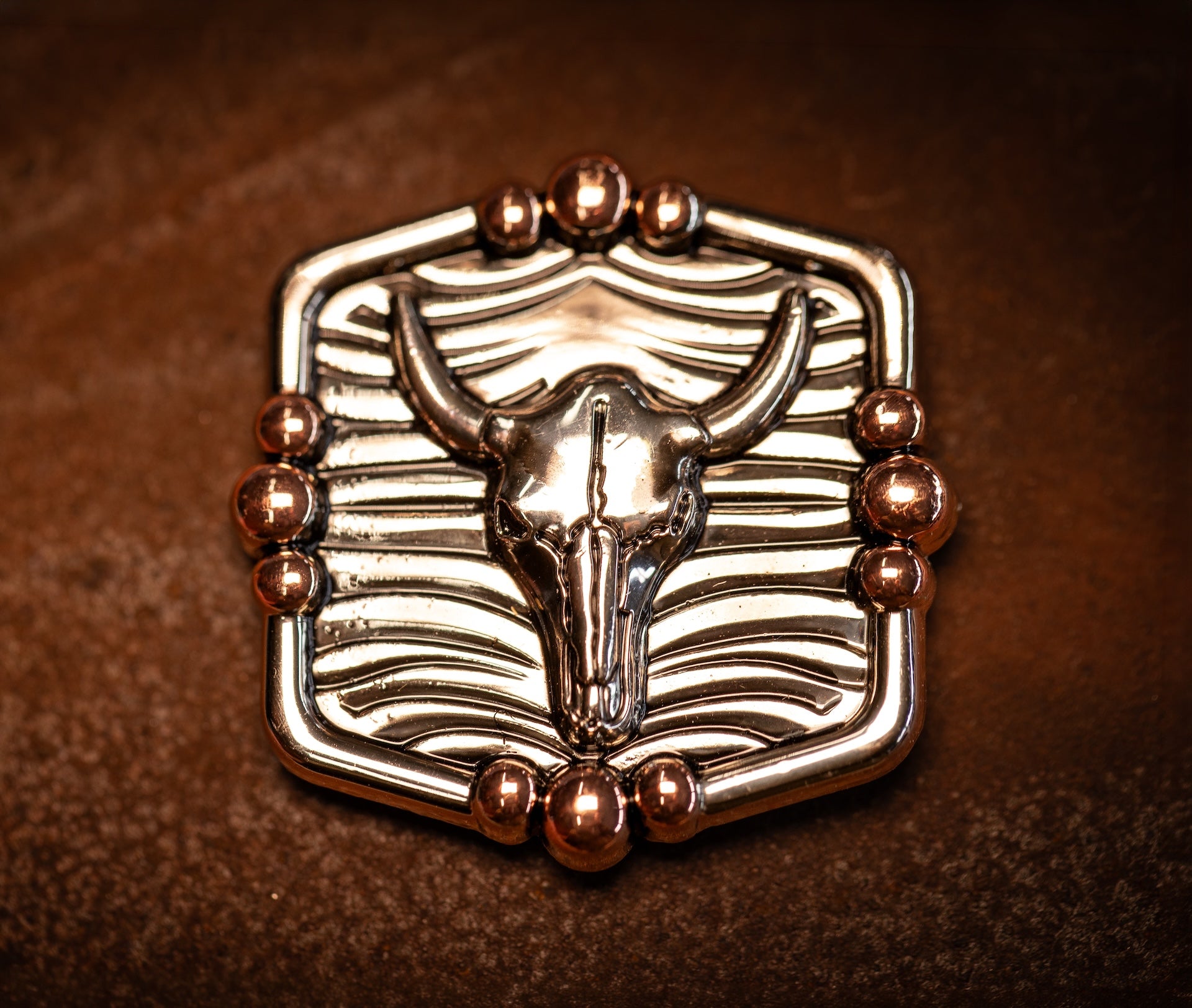 1.25” Antique Nickel Cow Skull Concho