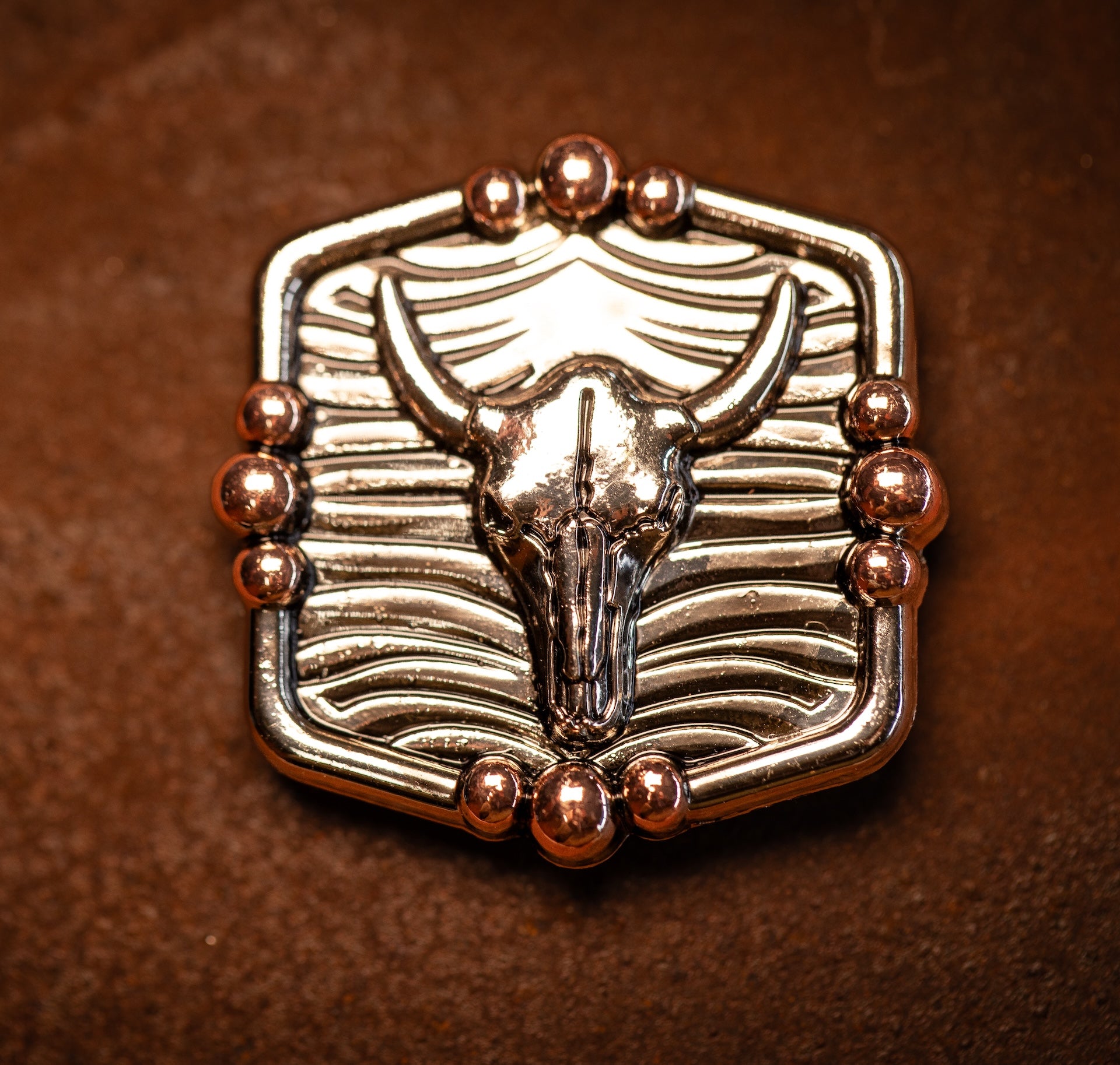 1.5” Antique Nickel Cow Skull Concho