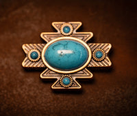 1.5” Copper turquoise Aztec conchos