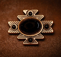 1.5” Copper Aztec conchos with black stones