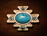 1.5” Antique Nickel turquoise Aztec conchos