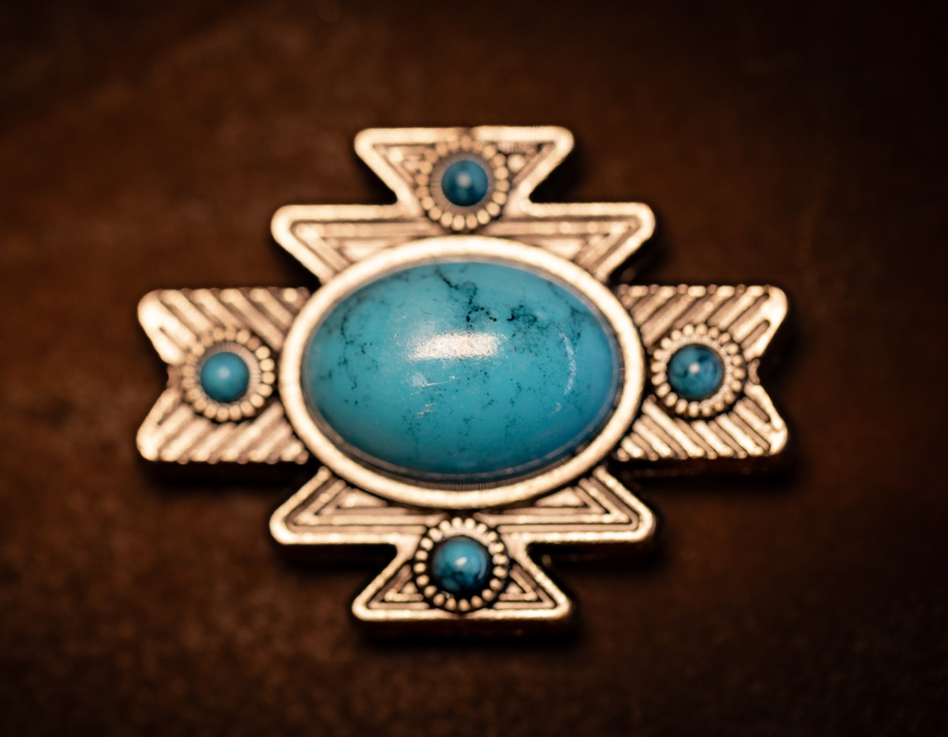 1.5” Antique Nickel turquoise Aztec conchos