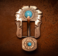 3/4" Copper Buckle with Turquoise Color Stone