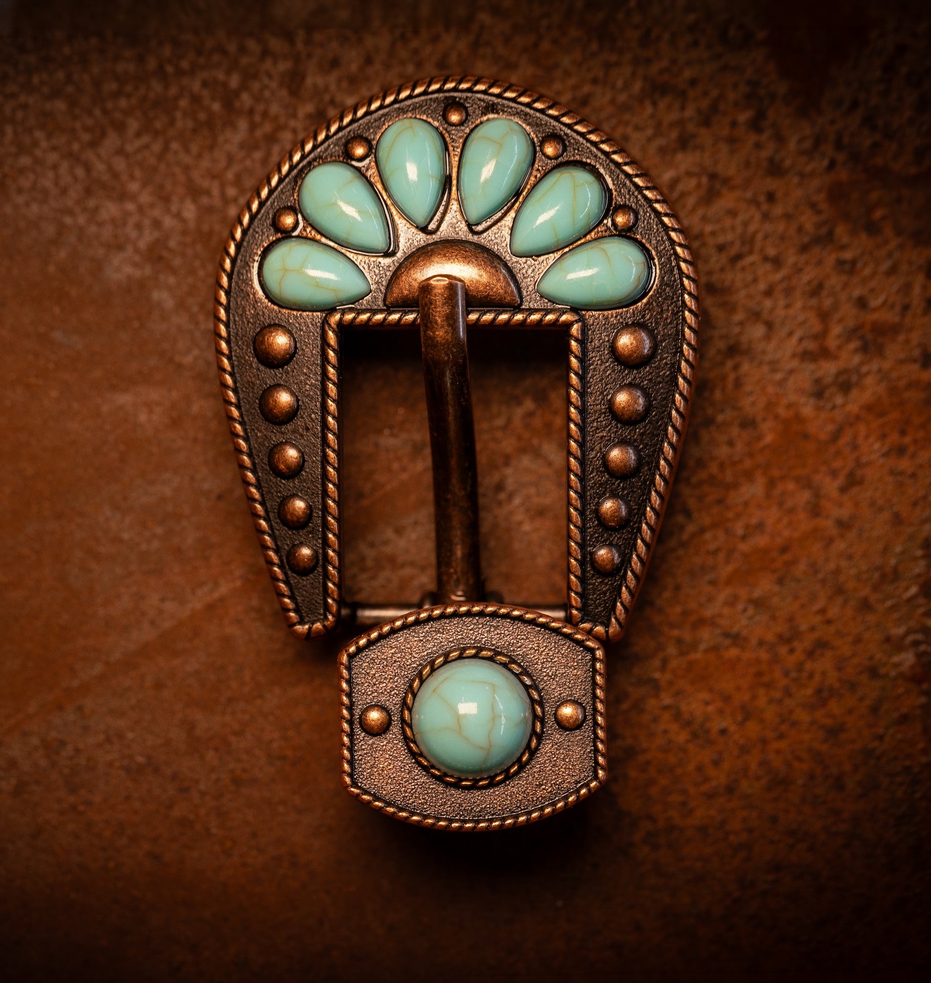 3/4" Desert Bloom Buckle with Turquoise Stones