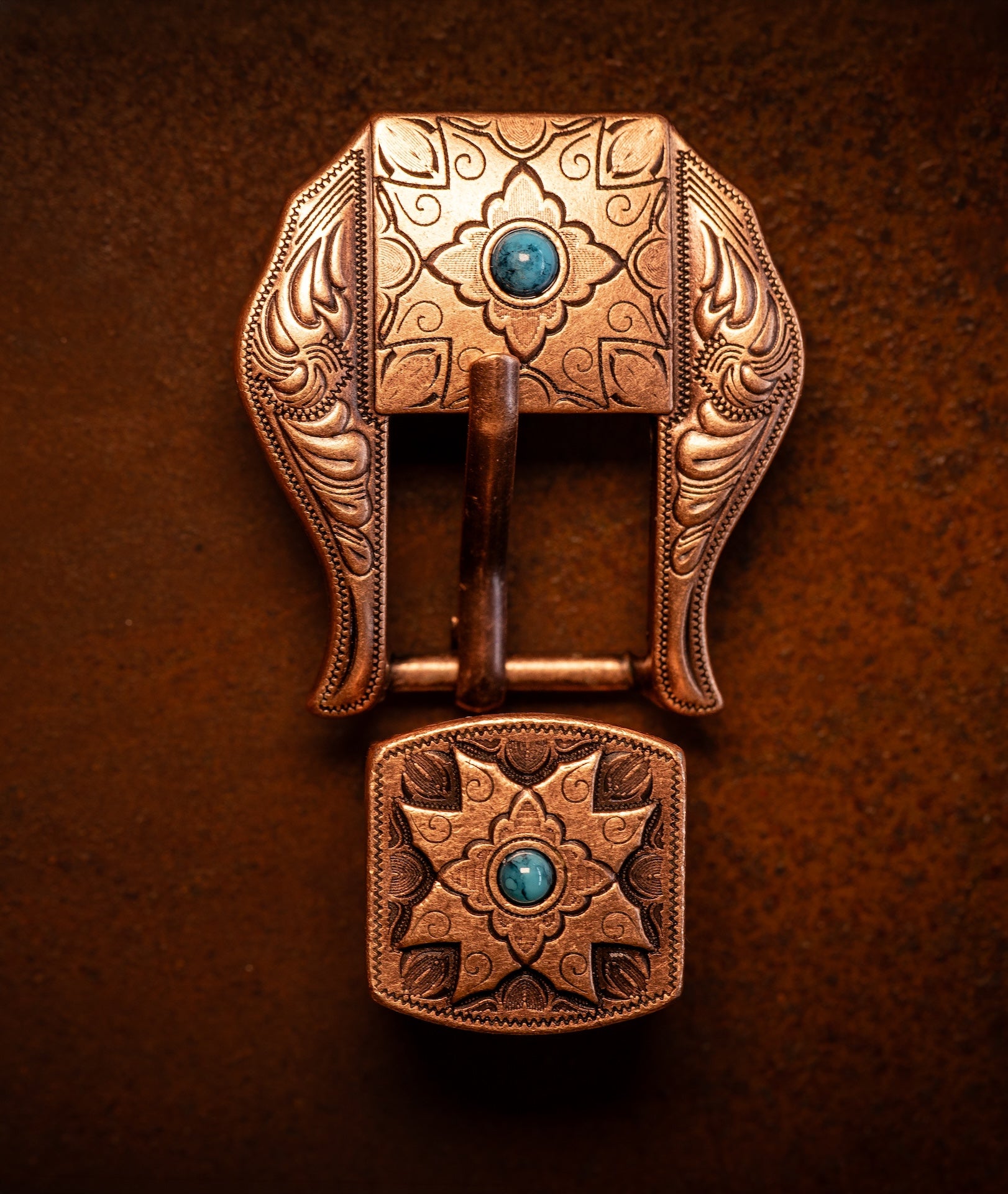 3/4" Copper Square Turquoise Buckle