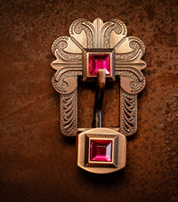 3/4" Copper Floral Buckle with Fuschia Stone