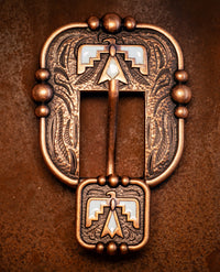 1" Copper Thunderbird Buckle with turquoise enamel
