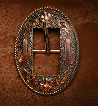 3/4" Two-Tone Copper Saguaro Buckle with Clear Stones