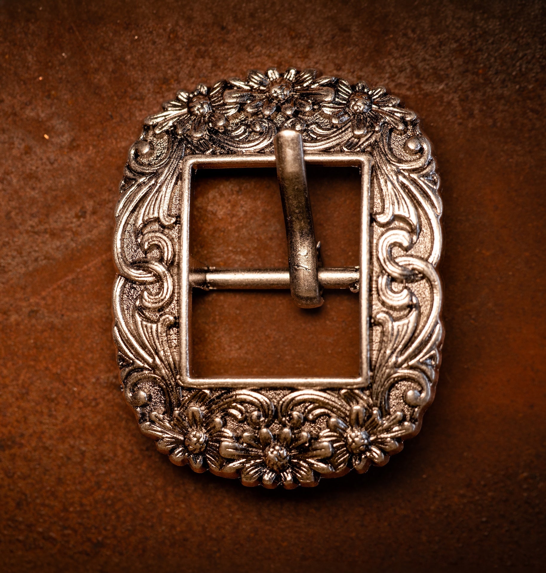 3/4" Antique Nickel Wild Flower Buckle