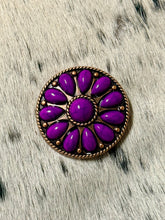 Load image into Gallery viewer, 1.5” Decorative Antique Copper Concho with Purple Stones
