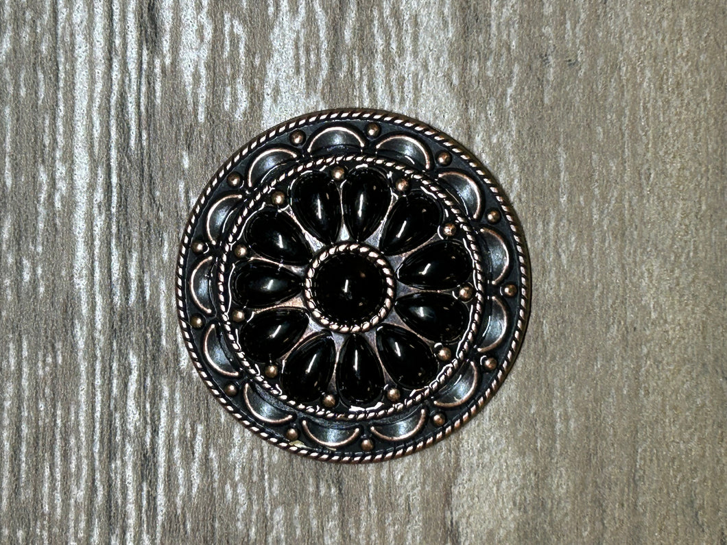 2” Decorative Antique Copper with Black Stone Concho