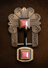 3/4" Copper Floral Buckle with Pink Stone